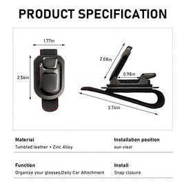 DXNQ Sunglassess Holder for Car Visor, Alloy Snap-On Visor Glasses Hanger Clip-On Sunglasses Holder, Universal Vehicle Sun Visor Eyewear Glasses Holder Clip, Car Accessories (Black)