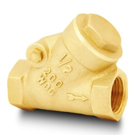 1/2" NPT Brass Y-Type Check Valve, Y Type Non Return Swing Check Valve, Level One Way Counterflow Valve to Prevent the Medium Backflow for Oil Water Gas Air（1/2", DN15）