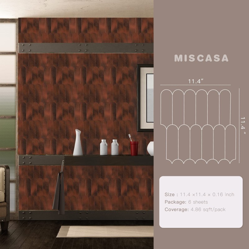 Miscasa 6-Sheet Peel and Stick Backsplash Wall Tiles for Kitchen