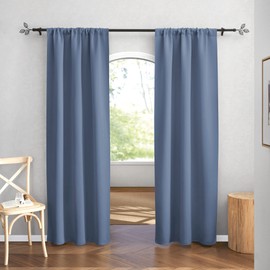 RYB HOME Blackout Curtains 84 inches Length - Thermal Inslulating Privacy Window Curtains & Drapes for Bedroom, 42 inches Wide x 84 inches Long, Stone Blue, 1 Pair