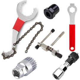 Lostwry 6 Piece Bicycle Cassette, Bicycle Repair Set with Crank Puller and Bottom Bracket Remover Chain Whip, Crank Puller, Chain Tool