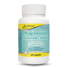 Arymar Magnesium Glycinate 350 mg, 100 Capsules, Supports Muscle Health and Nerve Health, Non-GMO, Gluten-Free