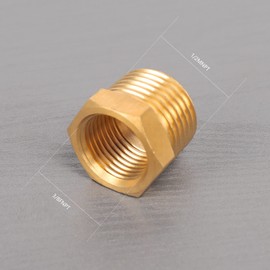 Winmien Brass Reducer Hex Bushing NPT Male to NPT Female Threaded Pipe Fitting Tube Adapter Convert. (1/2 NPT Male to 3/8 NPT Female，5 packs)
