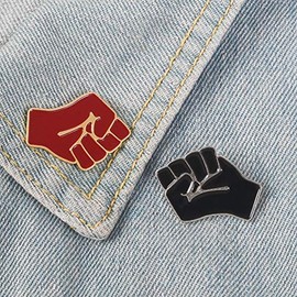 Red Raised Fist of Solidarity Pins Badges Brooches Enamel Lapel Pin Backpack Bag Accessories Gift for Women Girls Partner Frien