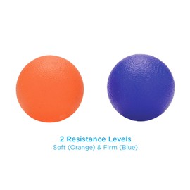 NOVA Hand Exercise Round Ball, Hand Grip Squeeze Ball for Strength, Stress and Recovery, Comes in 2 Resistance Levels - Orange Medium and Blue Firm