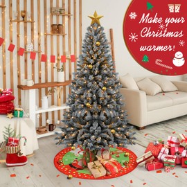 Minicoco Red Christmas Tree Skirt 90cm in Diameter, Xmas Tree Skirt Craft Tree Mat Christmas Tree Bottom Aprons Decoration Christmas Tree Ornaments for Home Decor Christmas Party Decor (Red 1)