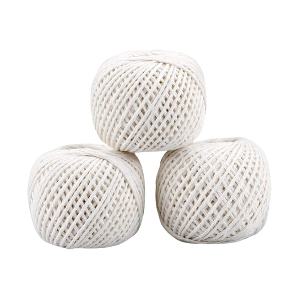 MODESH Pack of 3 String - 50M (164 Feet) Per Roll Cotton Twine String Ball - White School Art and Craft & Kitchen Cooking String - Cotton Cord for Culinary Tasks, & Gardening Applications || Pack of 3