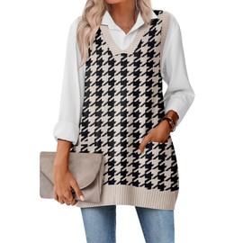 Zeagoo Tunic Sweaters for Women Sleeveless Sweater Vest V Neck Knitted Fall Tops with Pocket