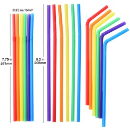 ALINK ALINK 500-Pack Solid Colors Flexible Drinking Straws, Plastic Disposable Bendy Straws - 7.75" x 0.23"