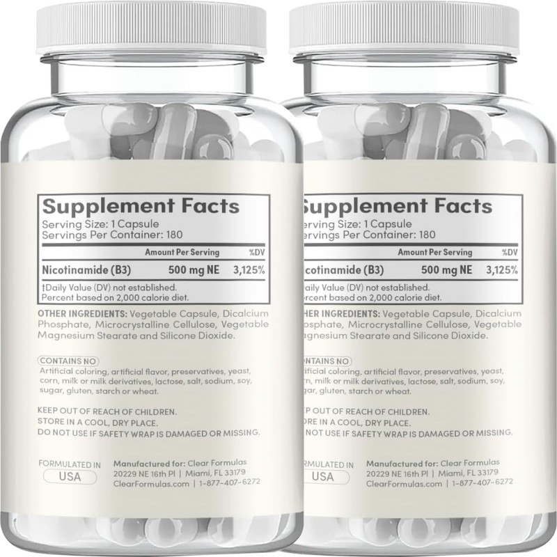 Vitamin B3 Nicotinamide 500mg - High Absorption Form of Vitamin