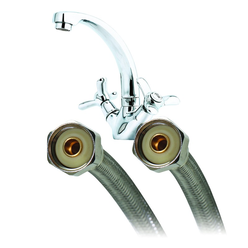Fluidmaster B4F16 Faucet Connector, Braided Stainless Steel - 1/2-Inch F.I.P.
