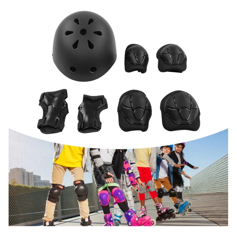7pcs Kit De Protección De Patín Niños Con Casco Rodillera