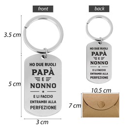 COLOFALLA Christmas Dad Gift Dad Gift Dad Keyring in Italian Gift Ideas Father Gifts for Best Dad in the World Father Birthday Gift Father's Day Christmas, silver