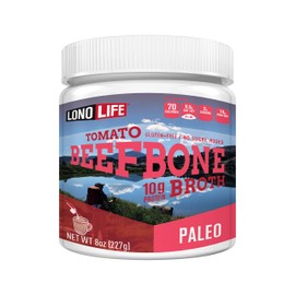 LonoLife Grass-Fed Tomato Beef Bone Broth Powder with 10g Protein, Paleo and Keto Friendly, Gluten-Free, 8-Ounce Bulk Container, 15 Servings (Equal to 120 ounces of broth)