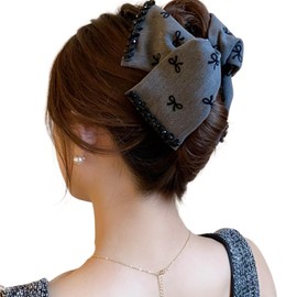 Hair Clip, Ribbon, Large Hair Clip, Stylish, Firmly Curled, Mature Style, Hair Accessory, Barrette, Cute, Black, Korean Ribbon, Hair Ornament, Hair Ribbon, Lightweight, Strong, Simple, Everyday Use,