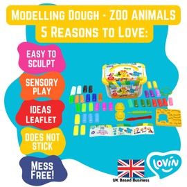 Zoo Animals Box Dough, Lovin Modeling Set with Colour Dough, Craft Kits for Kids - Arts and Crafts for Kids - Colour Dough Modelling and Sculpting Playdough Set - Ideal Creative Activity Kit