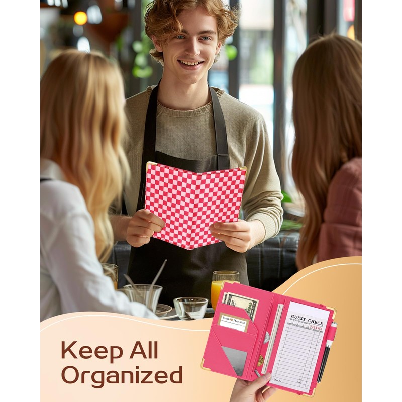 Slohif Server Book for Waitress Cute Serving Books with Zipper