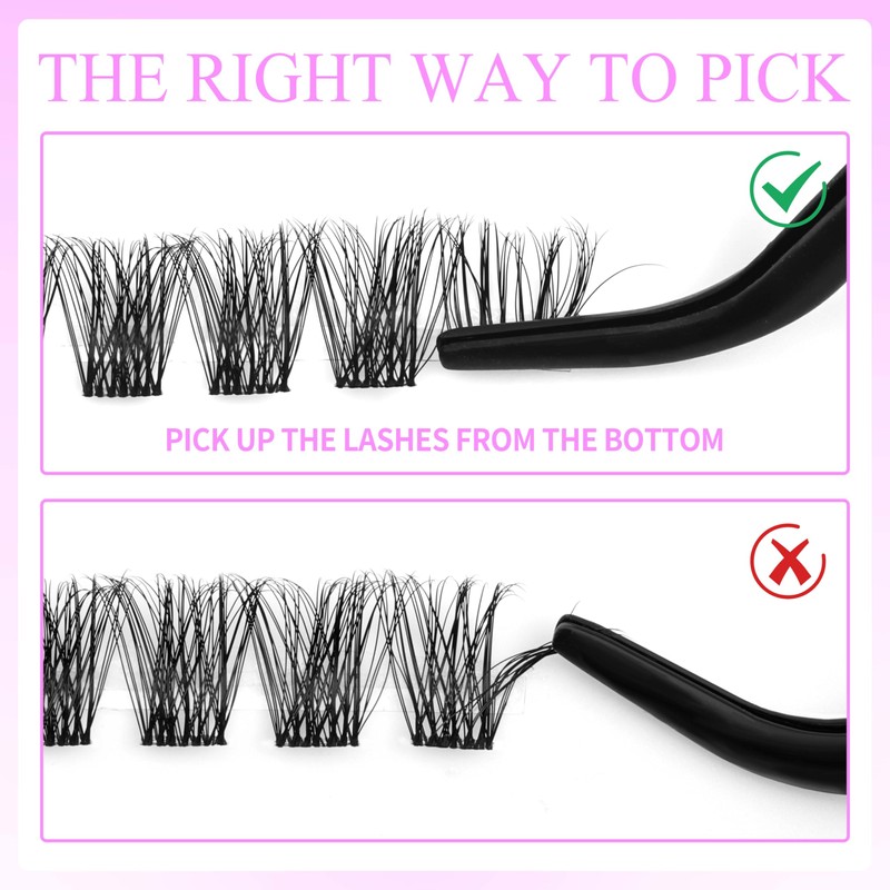 VEYESBEAUTY Lash Clusters Kit Individual Eyelash Extensions Thin & Invisible