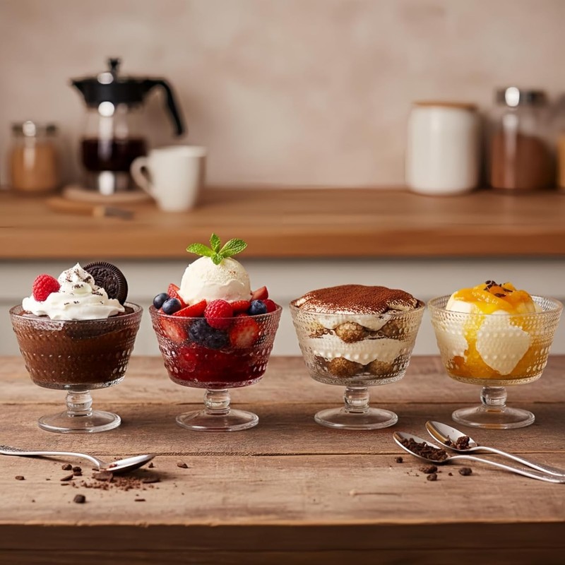 ZOOFOX 6 Pack Glass Ice Cream Bowl Set, 9 oz