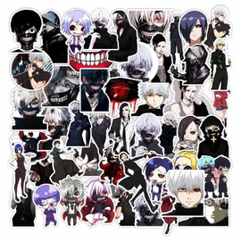 50PCS Tokyo Ghoul Stickers Vinyl Waterproof Classic Anime Tokyo TG Ghoul Cosplay Stickers for Laptop, Water Bottles, Helmet, Cartoon Pack Decals