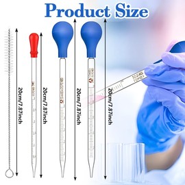 Glas Pipette Dropper 3ml 5ml 10ml Tropfpipette Flüssigkeiten Messpipette mit Gummi-pipettierball + Reinigungsbürste