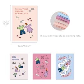 Monolike B6 Olly Molly Grid notebook 4p A SET - Mini note, Pocket note, Grid note, a portable note, 128x182mm, 80pages