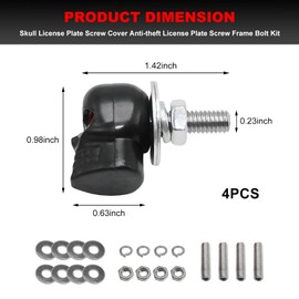 MUQIDA 4 PCS Skull License Plate Screws, Cool Skull License Plate Frame Bolts Fasteners Kit, Anti-Theft Car Tag Frame Screws Exterior Decoration for Most Vehicles, Car Accessories (Black)