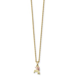 CoutureJewelers 10k Tri-Color Black Hills Gold Hummingbird Necklace
