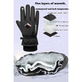 FAYHIJUN Mens Winter Gloves Thermal Waterproof Touchscreen (-25°F) Cold Weather Warm Ski Gloves Men Women for Cycling Running Hiking Walking Driving Motorbike Superb Fit and Extermely Warm (L, Black)