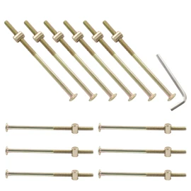 Murtenze 12-Pack M6 X 120mm Bunk Bed Bolts Coloured Zinc, Hex Drive Socket Furniture Barrel Screws with Nuts for Furniture Crib Baby Bed (with 1 x Wrench)