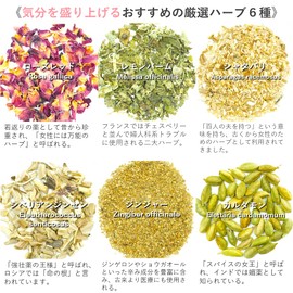 The Door of Sensuality Herbal Tea Bags Decaffeinated Rose Red Lemon Balm Shatabari Siberian Jinsen Ginger Cardamom (40 Tea Bags)