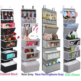 VICTORICH All-IN-ONE Over the Door Organizer, Super Behind the Door Storage Organizer with Door Rack and Large Clear Windows, Wall File Organizer, Hanging Organizer - Color: New Herringbone Gray