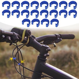 X AUTOHAUX 20pcs Bike Brake Cable Clip C Style Clamp Aluminium Alloy Blue for Mountain Bike Road Bicycle