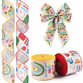 Hying 2 Rolls Back to School Ribbons for Wreath Bows Wrapping Gifts, First Day of School Wired Ribbon for Gift Wrapping Back to School Decoration Supplies Preschool Party DIY Crafts 2.5" X 10 Yard