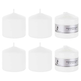 Mega Candles 6 pcs Unscented Dome Top White Pillar Candles, Pressed Premium Wax Candle 3 Inch x 3 Inch, Home Décor, Weddings, Parties, Festivities, Occasions, Florists, Events, Prayers, Memorials