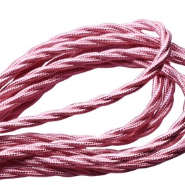 LEDSone Shiny Pink 16ft Vintage 2 Core Twisted Cable Fabric Cloth Covered Electrical Wire, 5m 2 conductors 18 Gauge Textile Electric Cable Wire Coated in Color Vintage Fabric for Lighting DIY Project