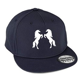 Hippowarehouse Two Horses Snapback hat Premium Printed 5 Panel Flat Peak Cotton OneSize Adults French Navy