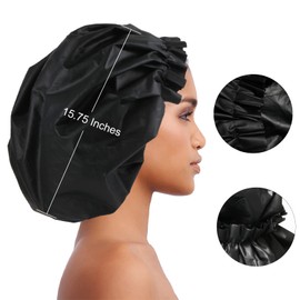 TRENDYSUPPLY Extra Large Shower Cap, Jumbo Adjustable & Reusable Shower Cap for Dreadlocks, Waterproof Bath Cap for Women, Girls, Braids, Long Hair (Silver)