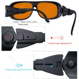 FREEMASCOT Professional Laser Safety Glasses with Wavelength OD 6+ 190nm-490nm, Purple/Blue for 405nm, 445nm, 450nm, 473nm (Style 1B)