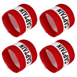 YOKIVE 4 Pcs Captain Armband, Nylon Protective Arm Badge, Adjustable Flexibility, Great for Team Training, Competitions (Red, 11.8 x 3.5 Inch)