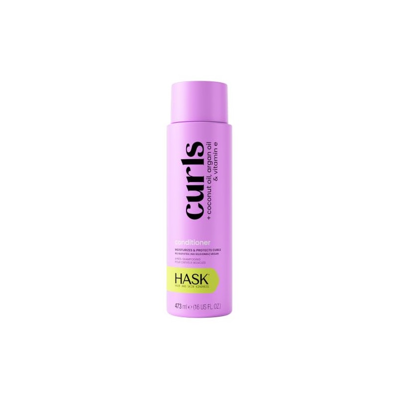 HASK, Curls + Argan Coconut & Vitamin E Oils, Acondicionador,