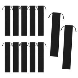 NWUCZW 12 Pcs Large Clack Fan Bags Folding Pouch Sleeves Velvet Drawstrings Bags Holder Gift Wrap Protector for Line Dancing Rave Festival Wedding Travel Party, Fan Not Included(14.57 x 2.76 Inches)