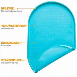 Hubulk 100% Waterproof Silicone Pet Feeding Mat with Raised Edge for Food and Water, Dog Bowl Mats, Cat Bowls Placemat with High Lip Protects Floor for Cats and Dogs(Teal, 19" L x 12" W)