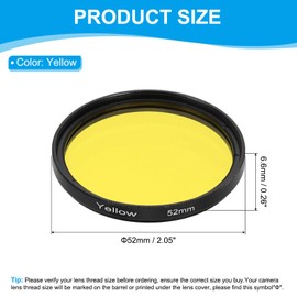 PATIKIL 52mm Lens Filter Full Color Filter Scratch Optical Resin Round Screw-in Camera Lens Color Correction Accessories for Camera Shooting Lens, Yellow