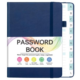 Password Book with Alphabetical Tabs, Small Password Keeper Book with Color Pages, Password Notebook Organizer for Website Logins, Gifts for Home and Work, 4.4''x 5.8'', Navy Blue