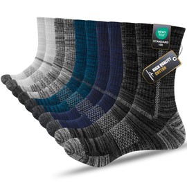 Niorasen Mens Socks 5 Pairs, Cushioned Breathable Work Socks, Performance Walking Crew Thermal Sock Men Women for Hiking Running Sports Trainer Athletic Outdoor Trekking Multicolor 9-12