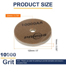 sourcing map Diamond Sponge Polishing Pads 5" Dia 10000 Grit Emery Sand Fiber Polishing Pad Wet Use Buffing Pad for Stone Concrete Marble Grinder Polisher Buffing Wheel, Brown White
