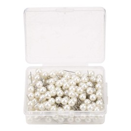 200PCS Pearl Pins Straight Pins Plastic Push Pins Round Ball Shaped Pushpin Steel Point Thumbtack Pins Tack Decorative DIY Tool Kit Set Accessories(Pearl White)