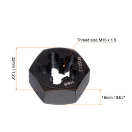 HARFINGTON Hex Threading Die M15 x 1.5 Metric Thread Right Hand High Speed Steel Rethreading Fixed Die Screw Cutting Tapping Repair Tool