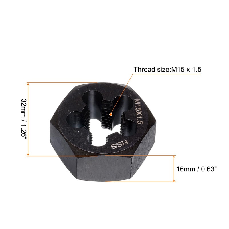 HARFINGTON Hex Threading Die M15 x 1.5 Metric Thread Right